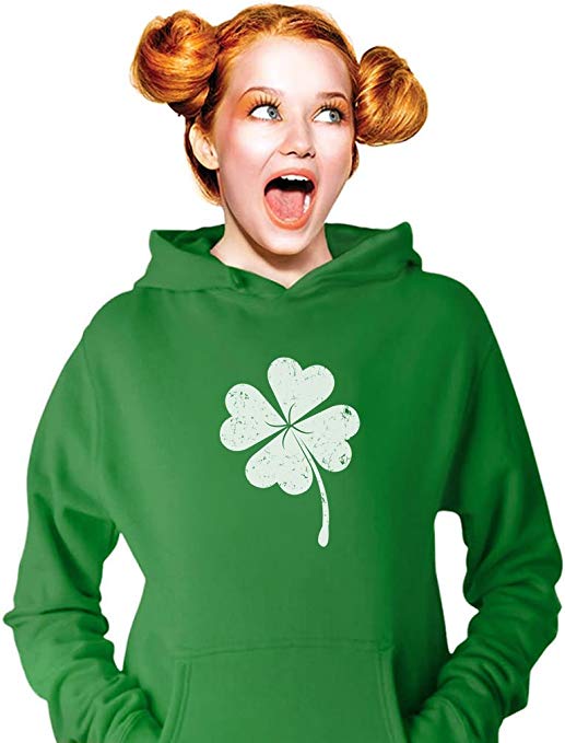 Tstars Faded Shamrock Hoodie for St. Patrick's Day Irish Women's Hoodie