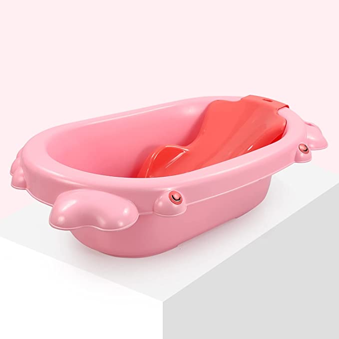Dash Coco Bath Tub, Bath Tub for 0-3 Years Baby, Bath Tub for New Born Baby, Baby Anti Slip Plastic Bathtub with Bath Toddler Seat (Pink)