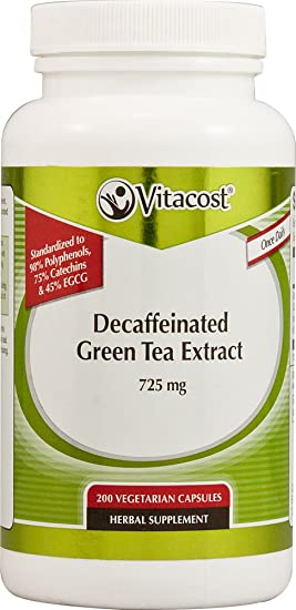 Vitacost Decaffeinated Green Tea Extract - 725 mg - 200 Vegetarian Capsules