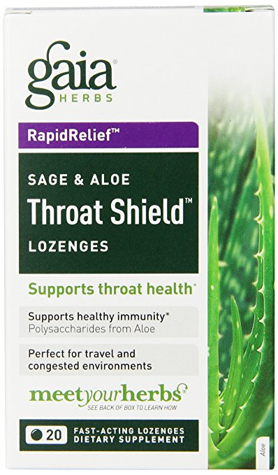 Gaia Herbs RapidRelief Sage & Aloe Throat Shield Lozenges, 20 Count (Pack of 2)