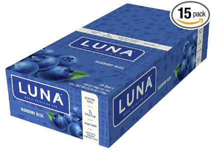 LUNA BAR - Gluten Free Bar - Blueberry Bliss - (1.69 Ounce Snack Bar, 15 Count)