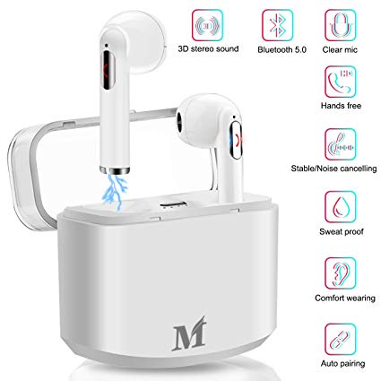 Wireless Earbuds with Charging Case Bluetooth Headphones Wireless Sports Earbuds with Mic, Waterproof Earbuds Wireless Earphone Bluetooth Earbuds Stereo Compatible iOS Android for Smartphone