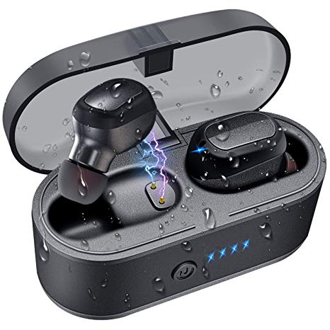 Wireless Earbuds, Bluetooth 5.0 True Wireless Stereo Earphones IPX7 Waterproof Sports Headphones with Charging Case and Built-in Microphone for iOS Android(Touch Control)