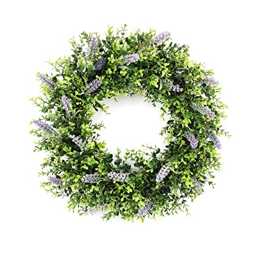 Jusdreen 20 Inch Artificial Lavender Front Door Wreath Spring Garland Home Décor for Window Wall Party Wedding Hanging Decorations