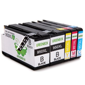 GREENBOX® HP 950XL 951XL Compatible Ink Cartridges for HP Officejet PRO 8600 8610 8620 8630 8640 8660 8615 8625 251dw 272dw Printer (2 Black 1 Cyan 1 Magenta 1 Yellow, 5 Pack)