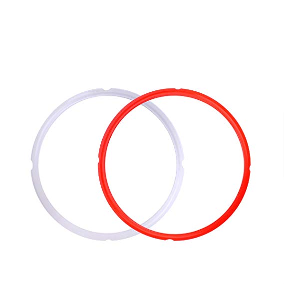 Moveland Silicone Sealing Rings for 5 qt or 6 qt Instant Pot Models, Fits IP-DUO60, IP-LUX60, Smart-60,IP-DUO50, IP-LUX50, IP-CSG60 and IP-CSG50, 2-PACK (Clear & Red)