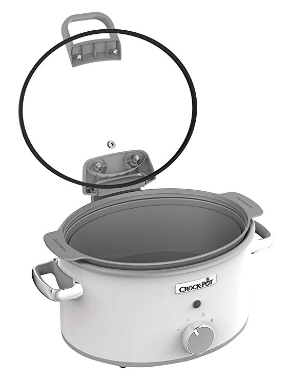 Crock-Pot CSC038 Duraceramic Saute Slow Cooker with Hinged Lid, 4.5 Litre, White