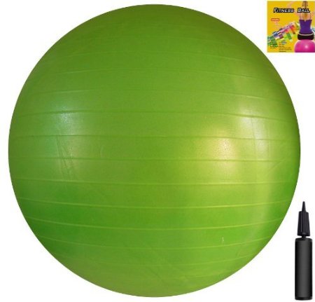 Fitness Ball Green 255in65cm Diameter Includes 1 Ball 1 Pump  1 Page Instruction Chart No instructional DVD Exercise Gym Swiss Stability Ball