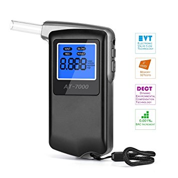 Alcohol Tester,Professional Breathalyzer Portable Breath Digital Display Alcohol Tester with 6 Units Modes & 10 Mouthpieces … (Gray)