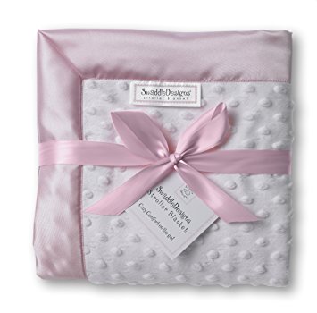 SwaddleDesigns Stroller Blanket, Plush Dots and Baby Velvet, Pastel Pink