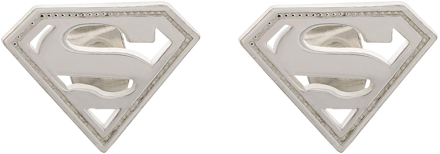 DC Comics Officially Licensed Jewelry for Women and Girls, Sterling Silver Superman Logo Stud Earrings