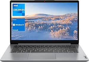 Lenovo IdeaPad 1 Laptop, 14" HD Display, Intel Celeron N4020, 4GB RAM, 64GB eMMC, Webcam, SD Card Reader, HDMI, Type-C, Wi-Fi 6, Windows 11 Home, Grey