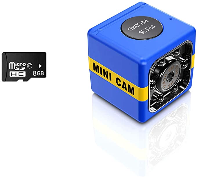 Cop Cam As Seen On TV Mini Spy Camera Wireless Hidden,1080P Surveillance Camera Action Camera, Convert Security Nanny Cam/Motion Activated Home,Car,Office Indoor Outdoor (Blue with 8GB Card)