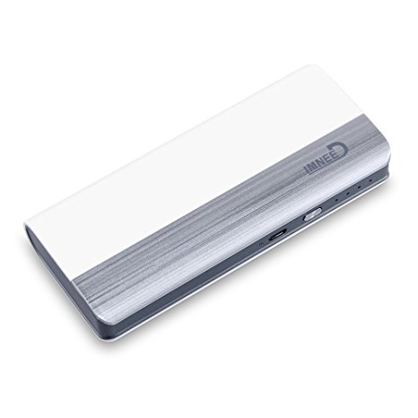 Imneed 10000mAh Portable Charger External Battery Power Bank for iPhone iPad Samsung Galaxy Smartphones Tablet- White