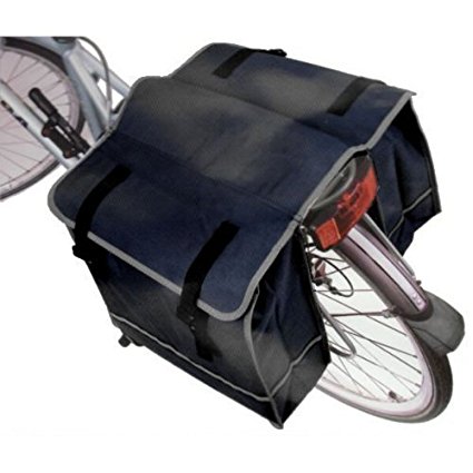 GARDEN MILE DOUBLE BICYCLE CYCLE PANNIER BAG REAR BIKE RACK CARRIER WATER RESISTANT BLACK