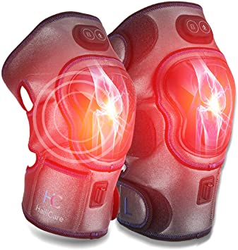 Electric Knee Massager, HailiCare Heated Knee Pad Heated Knee Brace Wrap Wireless Rechargeable 3 Temperature with Heat Therapy & Vibration Massage for Arthritis Muscles Injury Pain Relief（1 Pair）