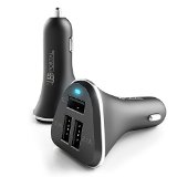 Car Charger by USB Portal  with 3 High-Output Ports and LED Light  Rapid Simultaneous Charging of Apple iPhone Android Samsung LG Electronic Cigarette and other USB Device Cell Phone and Tablet
