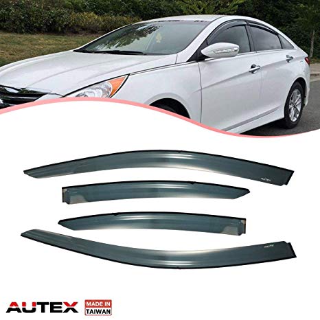 AUTEX Tape on Window Visor Compatible with Hyundai Sonata 2015 2016 2017 2018 Side Window Wind Deflector Sun Rain Guard