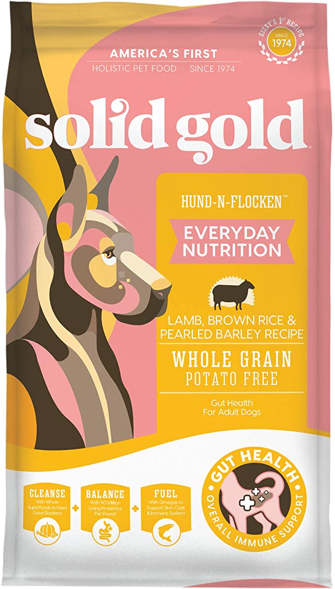 Solid Gold Dry Dog Food; Hund-N-Flocken with Real Lamb, Brown Rice & Barley; 4lb
