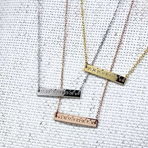 A Same Day Shipping before 3 P. M.Pendant Coordinates Necklace-Engraved Necklace,Name bar necklace,custom jewelry,Personalized Jewelry,Graduation gift,Father’s day Gift,Mother's day gift,Gift for her