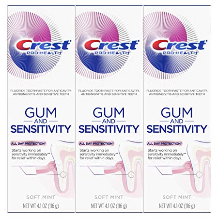 Crest Pro Health Gum and Sensitivity, Sensitive Toothpaste, All-Day Protection, 4.1 oz, Pack of 3