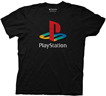 Ripple Junction Playstation Adult Unisex Distressed Retro Color Light Weight 100% Cotton Crew T-Shirt