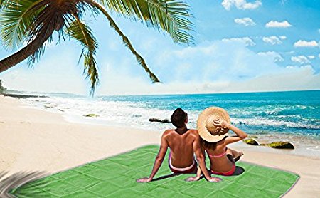 Oversized Beach Mat Sand Proof Rug Picnic Blanket for the Beach, Picnic, Camping, Outdoor Events (Green)