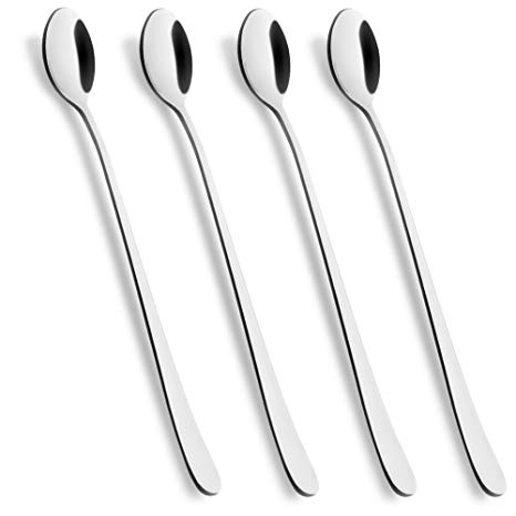 Spoons,AOOSY 8.7-Inch Long Handle Iced Tea Spoon, Coffee Spoon, Ice Cream Spoon, Stainless Steel Cocktail Stirring Spoons, Set of 4