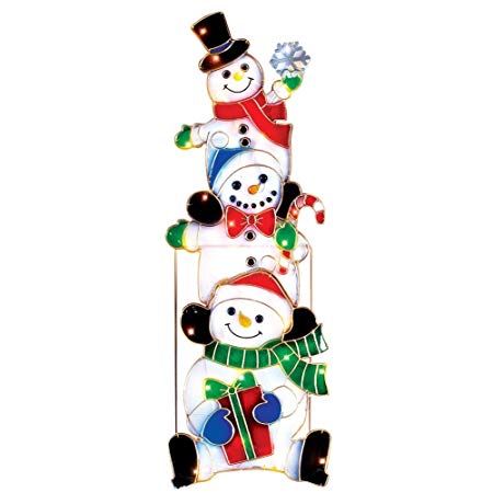 Collections Etc Lighted Stacked Snowmen Outdoor Christmas Decoration