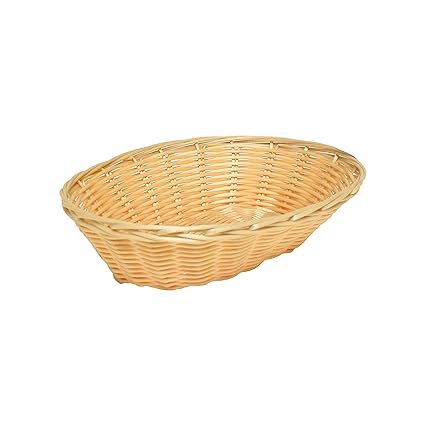 Update International Pack of 2 Woven Bread Baskets, 9-1/2-Inch, Oval, Natural