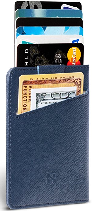 Unique 3 pocket Slim Card Holder - RFID Blocking - Leather Credit Card Sleeve