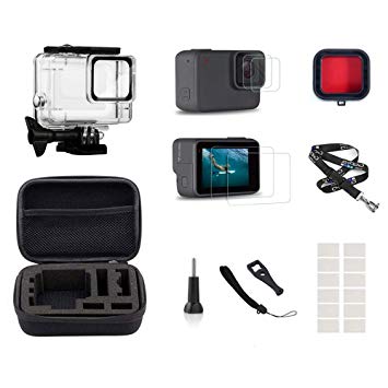 InBestOne Accessories kit for GoPro Hero 7 Silver/White with Waterproof Housing Case Travel Case Small Detachable Long Neck Strap Lanyard  Screen Protector  Red Filter  Anti-Fog Insert