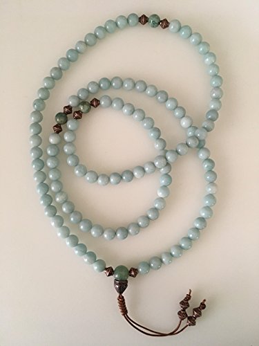 Amazonite and African Jade Mala / Mala 108 Beads / Meditation Mala / Mala Necklace / Handmade in the USA
