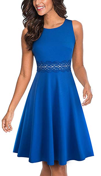 HOMEYEE Women's Sleeveless Cocktail A-Line Embroidery Party Summer Wedding Guest Dress A079