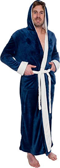 Ross Michaels Mens Hooded Long Robe - Full Length Big & Tall Bathrobe