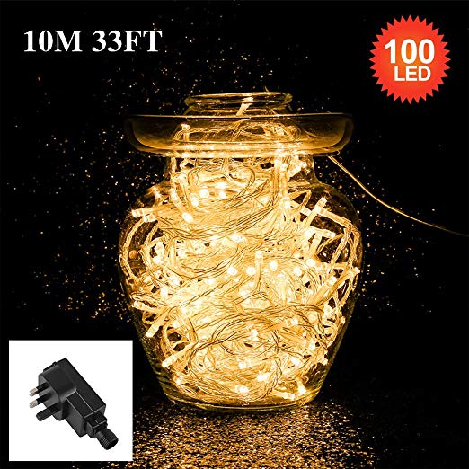 100 LED 10M String Fairy LightsTersely IndoorOutdoor Fairy Lights for Christmas Tree Party Wedding Events Garden 8 Lighting Modes memory functionWarm White