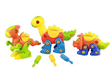 Kidwerkz Dinosaur Toys, STEM Learning (106 pieces), Take Apart Fun (Pack of 3), Construction Engineering Building Play Set For Boys Girls Toddlers, Best Toy Gift Kids Ages 3yr – 6yr, 3 Years and Up