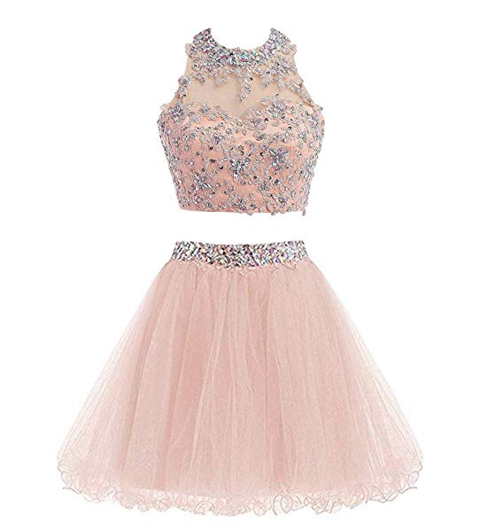 Chupeng Cute Lace Homecoming Dress Two Piece Prom Dress for Teens Ball Gown Bridesmaid Dresses Applique C471CY