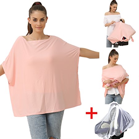 Mother's Nursing Cover, Multi-Use Baby Car Seat Cover, Lactating Women Breastfeeding Clothes, Lightweight And Breathable Batwing-sleeved Blouse Shirt (2001-05)