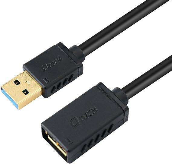 DTECH 3m USB Extension Cable 3.0 Type A Male to Female High Speed Data Cord in Black 10 ft for Computer Laptop