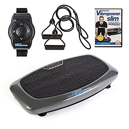 VIBRAPOWER Slim 2 Power Vibration Plate Trainer with Free DVD, Resistance Bands   Remote Watch, Various Colours