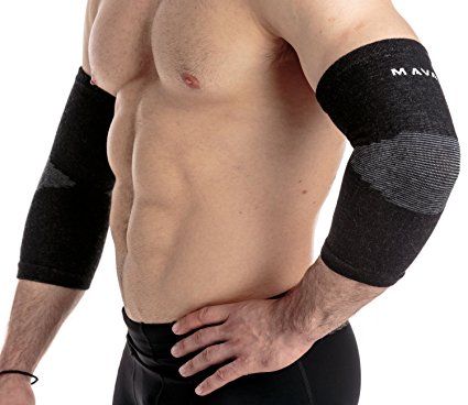 Mava Sports Elbow Sleeve Recovery Compression - Support for Workouts, Weightlifting, Arthritis, Tendonitis, Tennis and Golfer's Elbow - Bamboo Charcoal Fiber Athletic Elbow Compression Sleeves