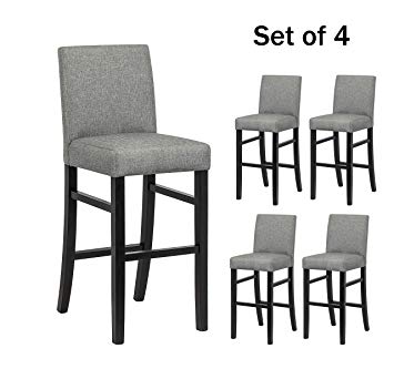 YEEFY Dining Chairs High Counter Height Side Chairs with Wood Legs, Set of 4 (Gray)