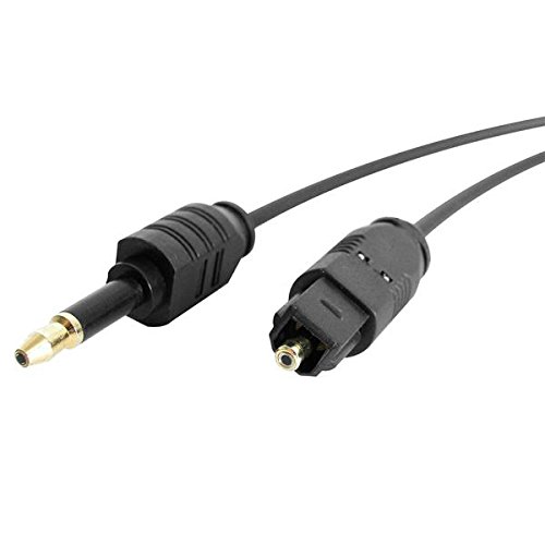 StarTech.com THINTOSMIN6 Toslink to Mini Digital Optical SPDIF Audio Cable, 6-Feet (Black)