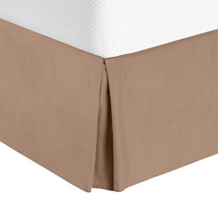 Nestl Bedding Pleated Bed Skirt - Luxury Microfiber Dust Ruffle, 14” Tailored Drop, Twin XL, Taupe