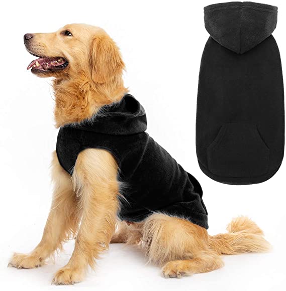 EXPAWLORER Fleece Dog Hoodies with Pocket, Cold Weather Spring Vest Sweatshirt with O-Ring