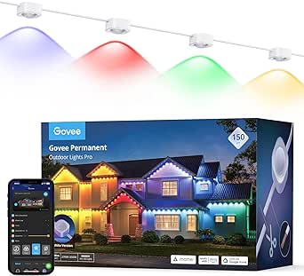 Govee Permanent Outdoor Lights Pro, 150ft with 90 RGBIC LED Lights for Daily and Accent Lighting, 75 Scene Modes for Mother's Day, IP67 Waterproof, Works with Alexa, Google Assistant, Matter, White