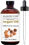 Majestic Pure Moroccan Argan Oil - 4 Oz 100 Pure Organic Certified Cold Pressed Triple Extra Virgin Grade 1 Argan Oil