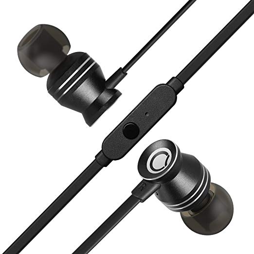 GGMM Earphones,In-Ear Metallic Headphones with Mic,Noise Isolating,Deep Bass,High Fidelity for iPhone, Android Smartphones and MP3 Players etc (Black)[Upgraded version]