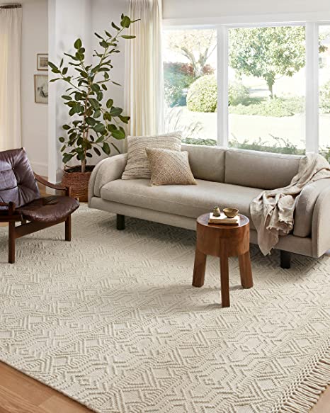 Loloi II Noelle Collection NOE-04 Ivory / Ivory, Geometric Area Rug 9'-0" x 12'-0"